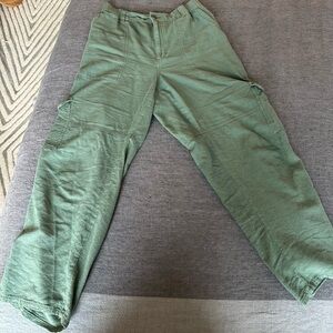 Anthropologie Slim Linen Beach Cargo Pants in green